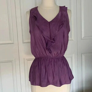 Ann Taylor purple silk- feel Peplum blouse